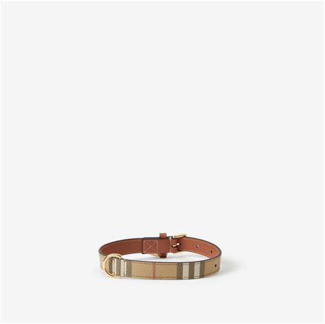 Medium Check Dog Collar in Archive beige/briar brown 